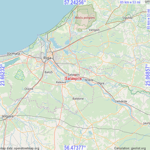 Salaspils on map