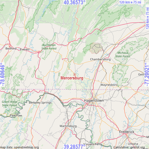 Mercersburg on map