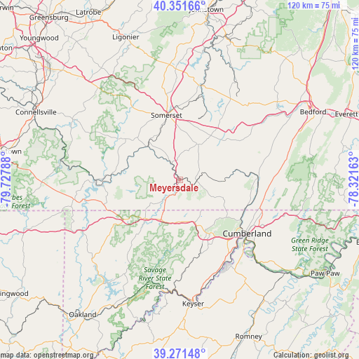 Meyersdale on map