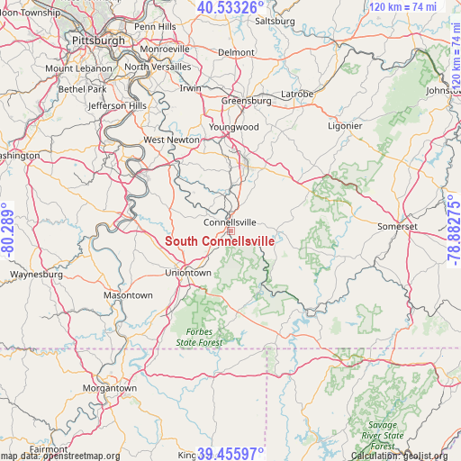 South Connellsville on map