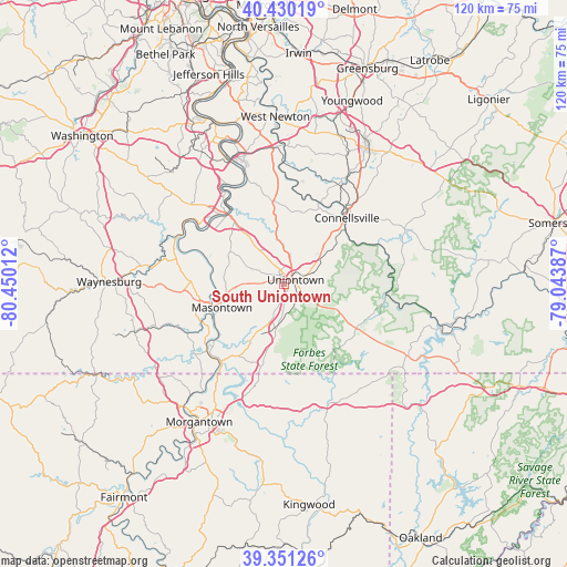 South Uniontown on map