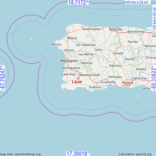 Lajas on map