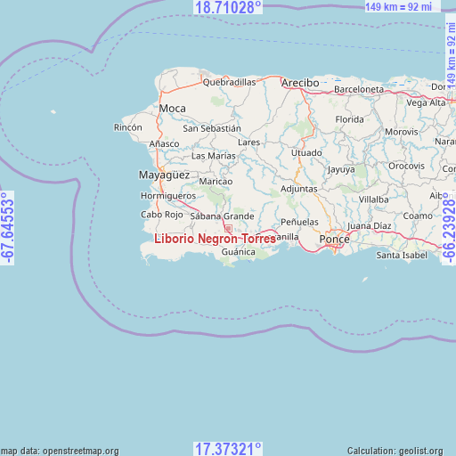 Liborio Negron Torres on map