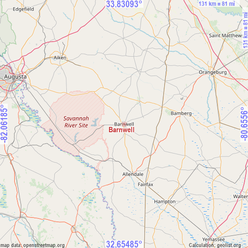 Barnwell on map