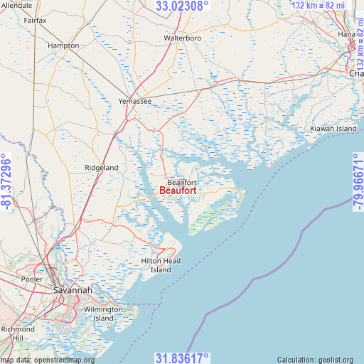 Beaufort on map