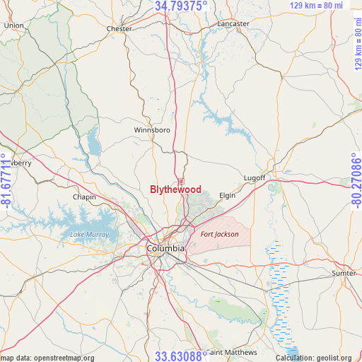 Blythewood on map