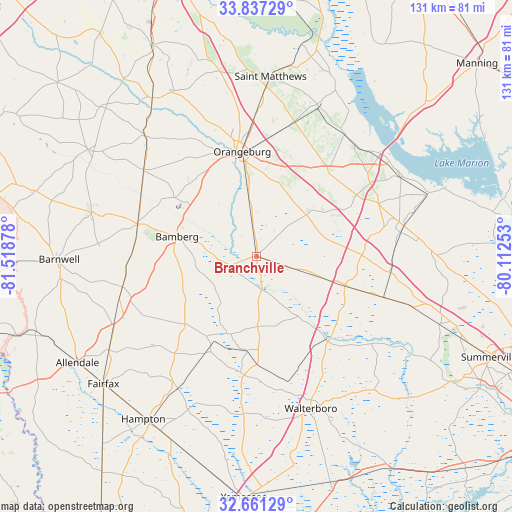 Branchville on map