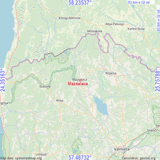 Mazsalaca on map