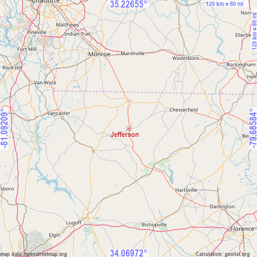 Jefferson on map