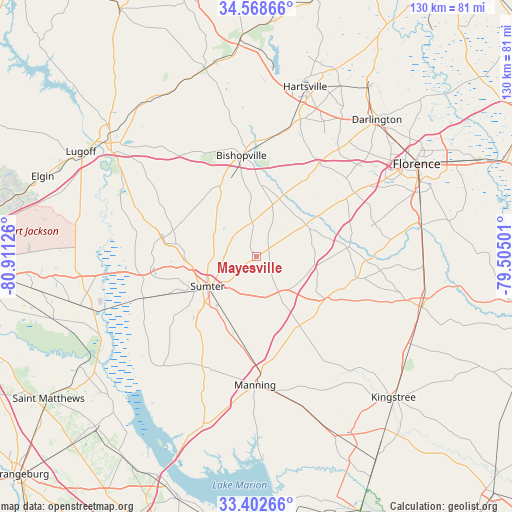 Mayesville on map