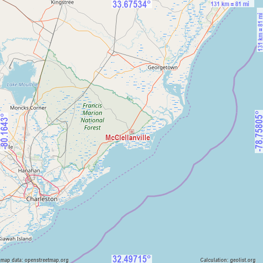 McClellanville on map