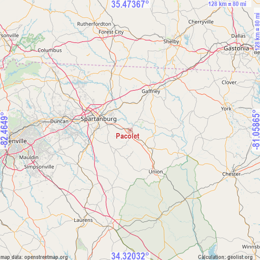 Pacolet on map