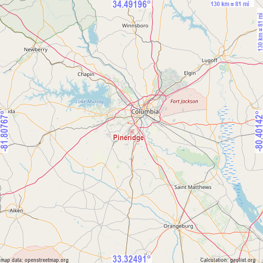 Pineridge on map