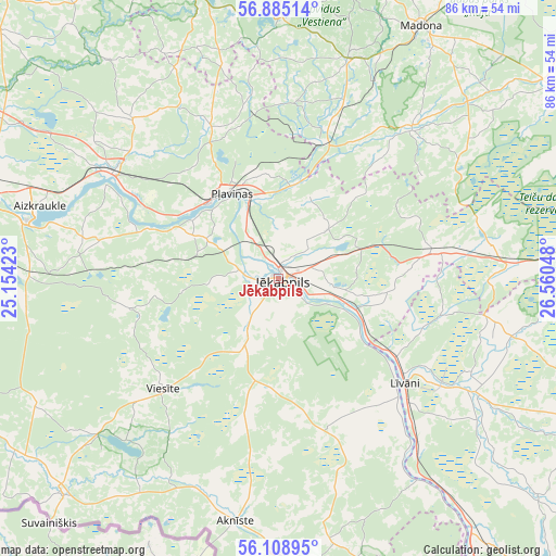 Jēkabpils on map
