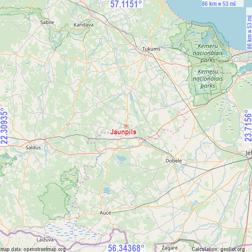 Jaunpils on map
