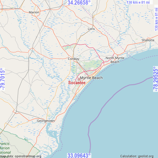 Socastee on map