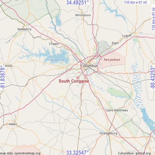 South Congaree on map
