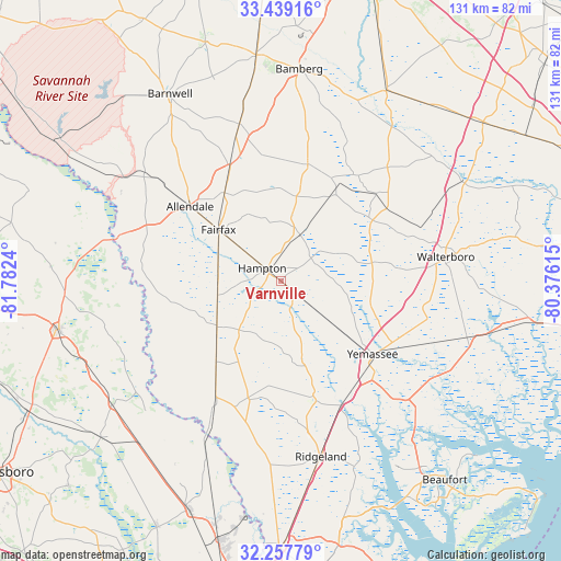 Varnville on map