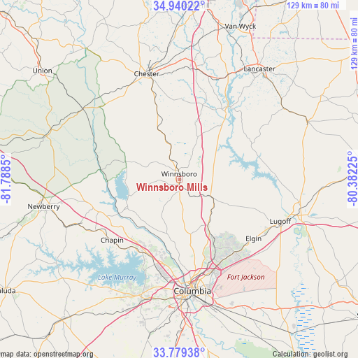 Winnsboro Mills on map