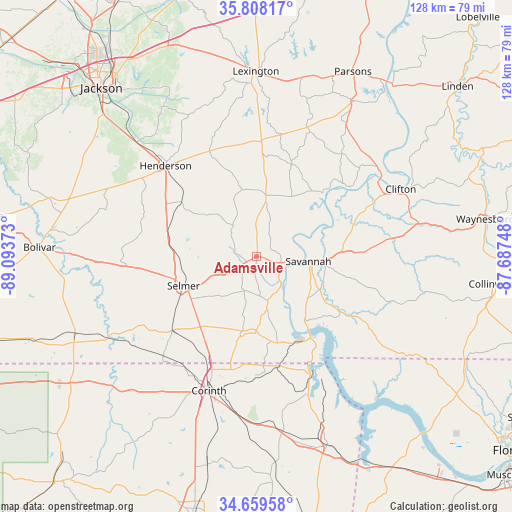 Adamsville on map