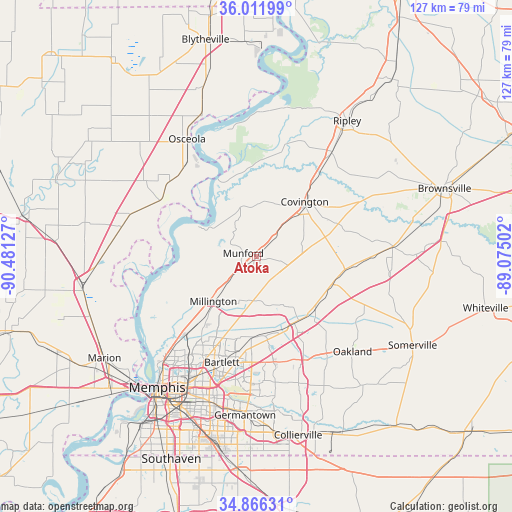 Atoka on map