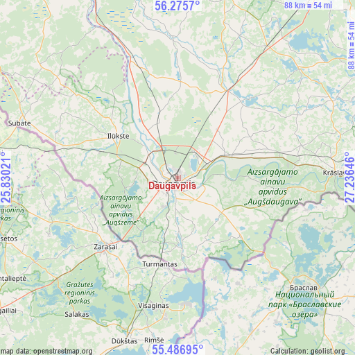 Daugavpils on map