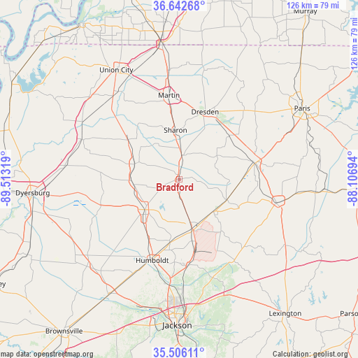 Bradford on map