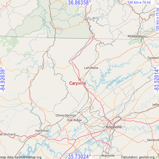 Caryville on map