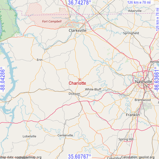Charlotte on map
