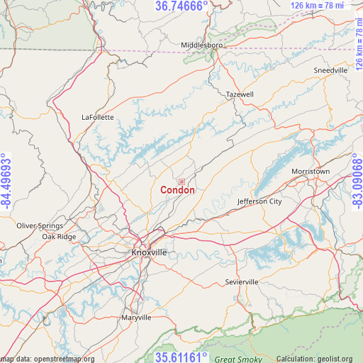 Condon on map