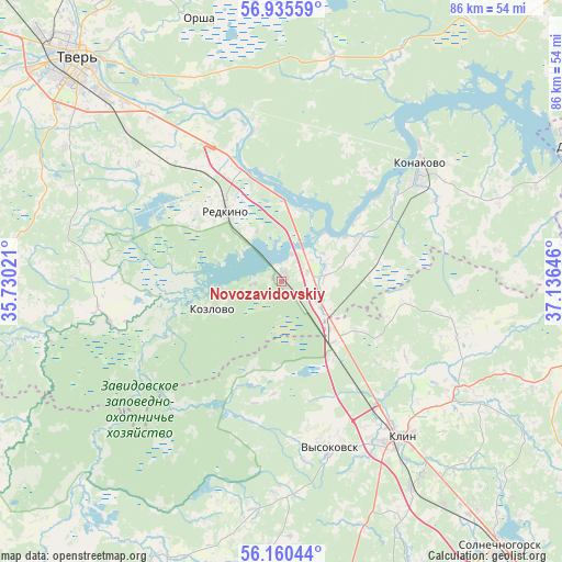 Novozavidovskiy on map