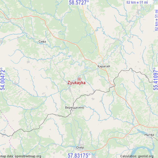 Zyukayka on map