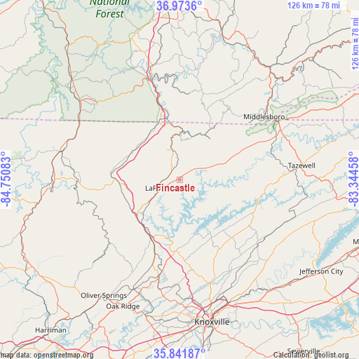 Fincastle on map