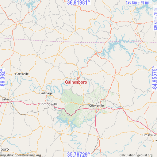 Gainesboro on map