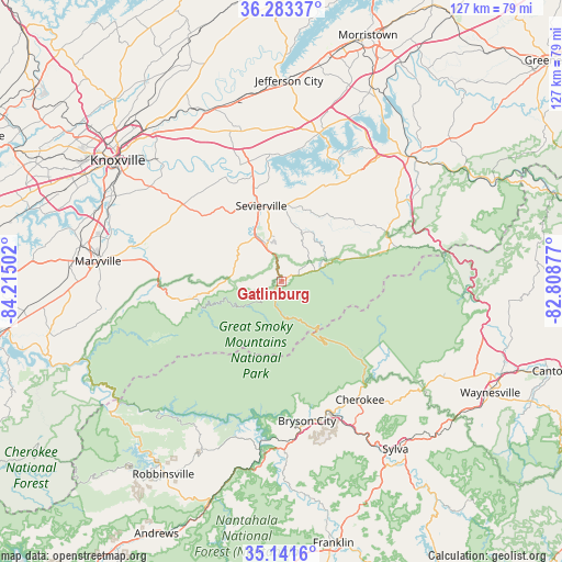 Gatlinburg on map