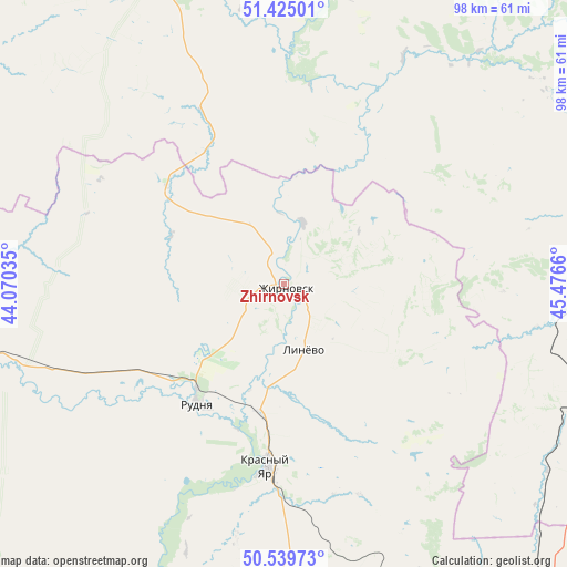 Zhirnovsk on map