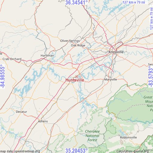 Huntsville on map