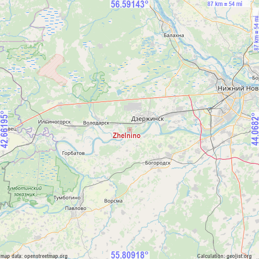 Zhelnino on map