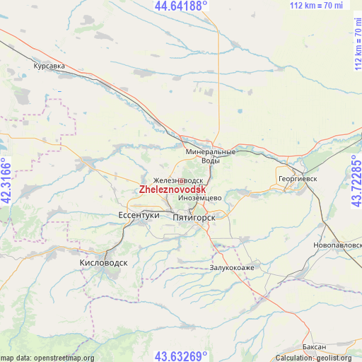 Zheleznovodsk on map