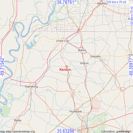 Kenton on map