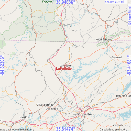 LaFollette on map