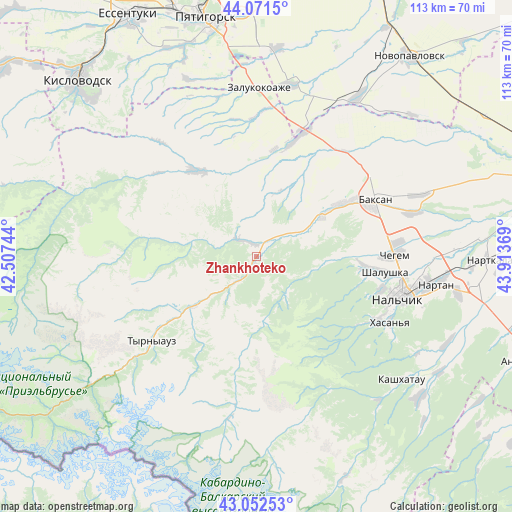 Zhankhoteko on map