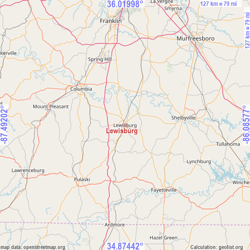 Lewisburg on map