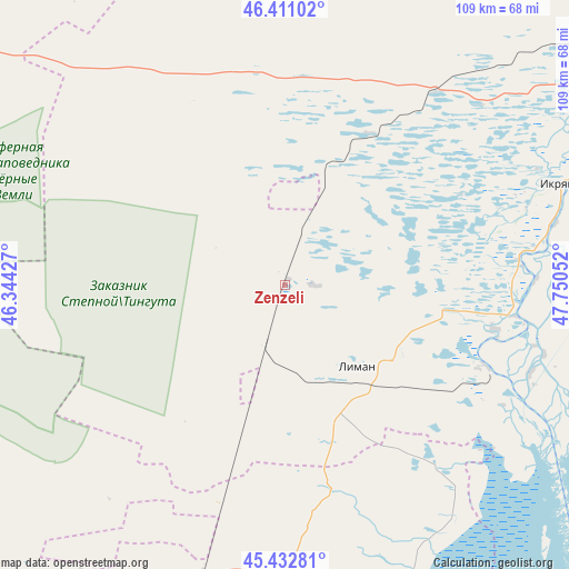 Zenzeli on map
