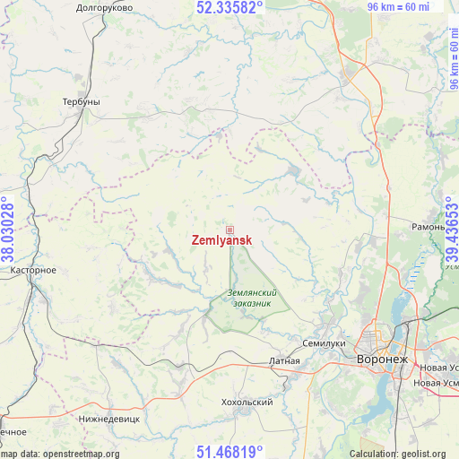 Zemlyansk on map