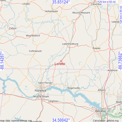 Loretto on map