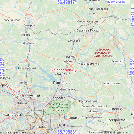 Zelenogradskiy on map