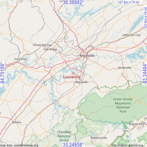Louisville on map