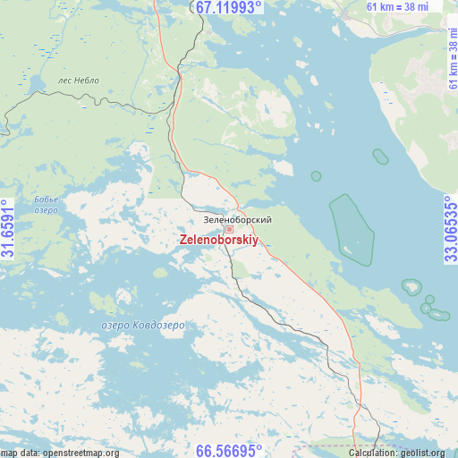 Zelenoborskiy on map