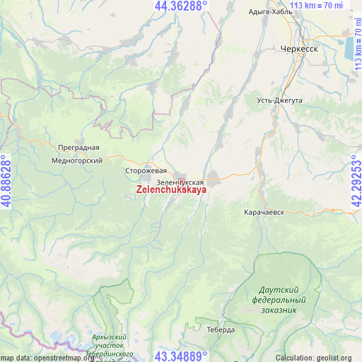 Zelenchukskaya on map